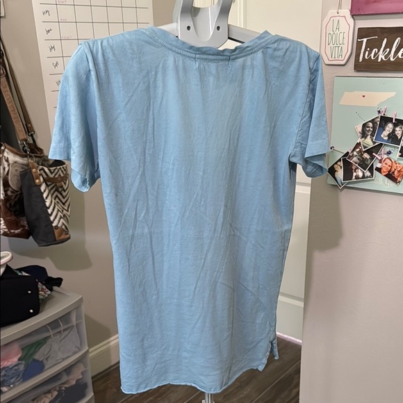 Wildfox Light Blue V-Neck Short Sleeve Tee - Picture 5 of 7